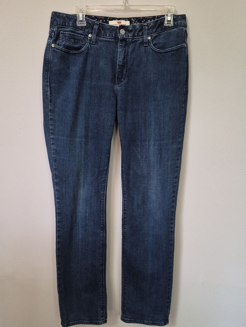 Levi's 525 Perfect Waist Jeans Dark Blue Women's 12 Straight Leg Back Flap Chore